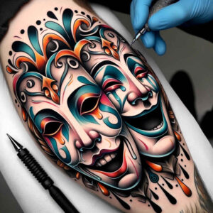masks tattoo design ideas ethereal textures artistic detail for back