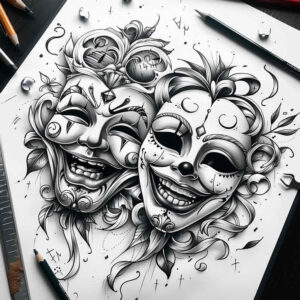 masks tattoo design ideas ink realism artistic for collarbone