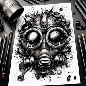 masks tattoo design ideas Realism optical depth bold lines for full back
