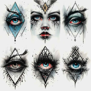 masks tattoo design ideas black-and-white bold lines symbolising endurance