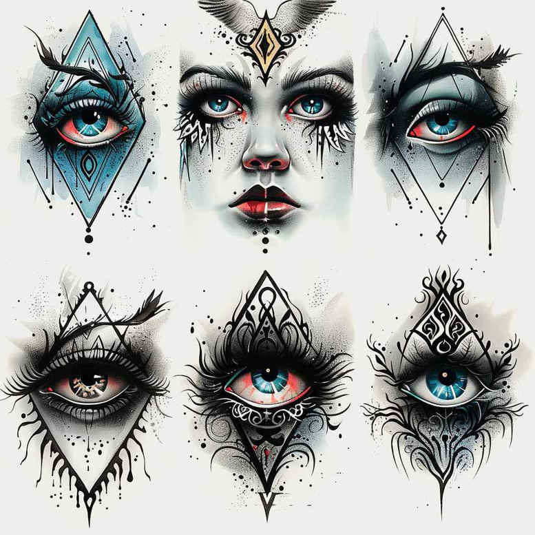 masks tattoo design ideas black-and-white bold lines symbolising endurance