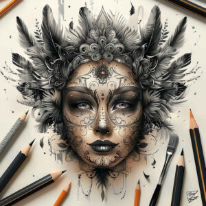masks tattoo design ideas decorative detail ceremonial symbolising strength
