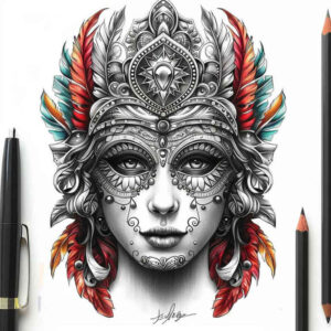 masks tattoo design ideas modern classic cultural for lower arm