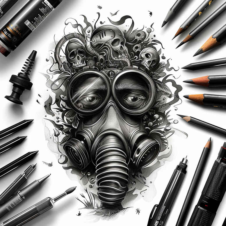 masks tattoo design ideas Surrealism dreamlike cultural symbolism for triceps