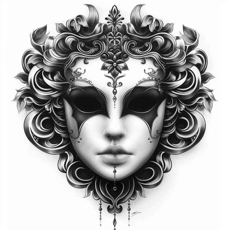 masks tattoo design ideas Surrealism morphic transformation cultural symbolism shows strength