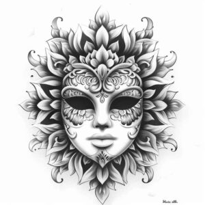 masks tattoo design ideas bold color decorative embodying endurance