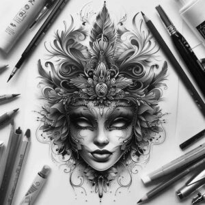 masks tattoo design ideas smooth gradients decorative represents strength