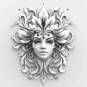 masks tattoo design ideas Realism ultra detailed detailed for calf