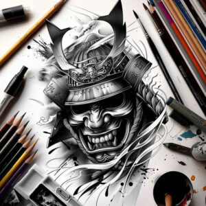 masks tattoo design ideas contrasting colors detailed for toe