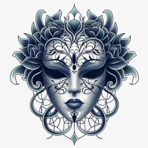 masks tattoo design ideas Neotraditional balanced tones detailed motifs resilience and power
