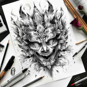 masks tattoo design ideas crisp detailed motifs shows perseverance