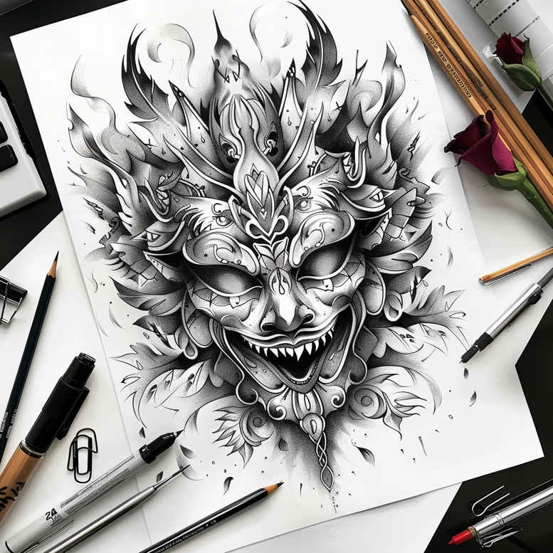 masks tattoo design ideas crisp detailed motifs shows perseverance