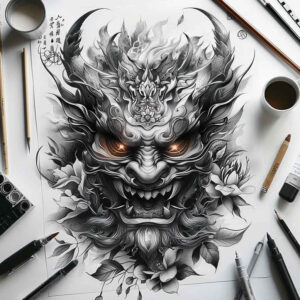 masks tattoo design ideas accent shading detailed shading for scapula