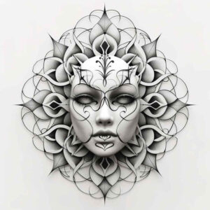 masks tattoo design ideas deep-shading dramatic meaning determination