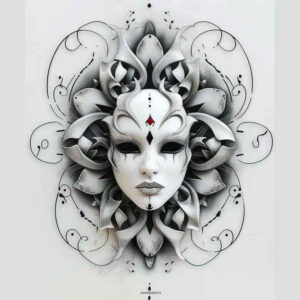 masks tattoo design ideas soft-focus expressive eyes for arm