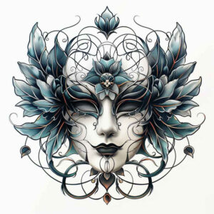 masks tattoo design ideas Surrealism phantasmagoria expressive eyes for arm