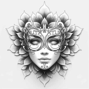 masks tattoo design ideas Realism precise anatomy expressive eyes for palm