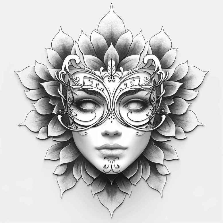 masks tattoo design ideas Realism precise anatomy expressive eyes for palm