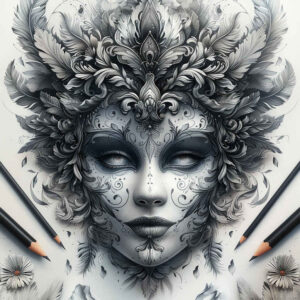 masks tattoo design ideas clean fill expressive for knee
