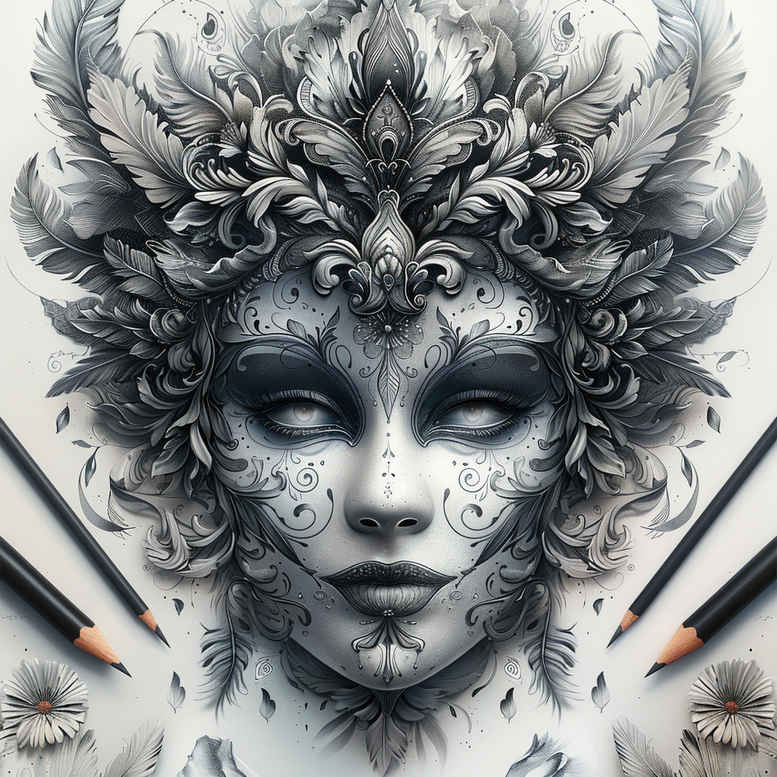 masks tattoo design ideas clean fill expressive for knee
