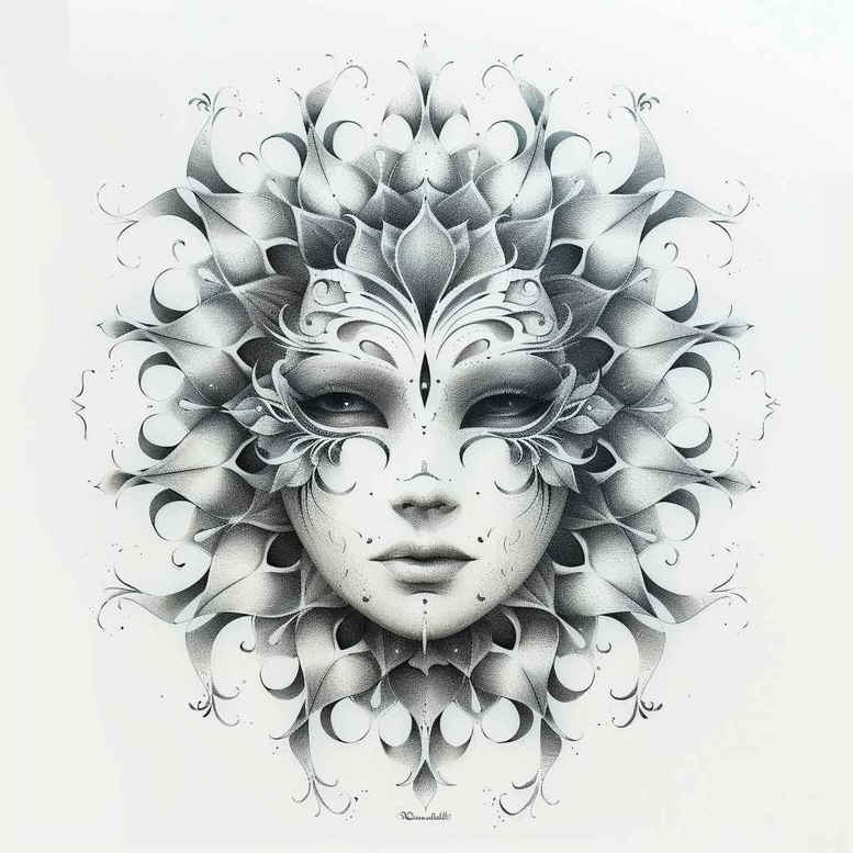 masks tattoo design ideas Surrealism ethereal expressive meaning determination