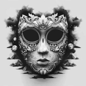 masks tattoo design ideas illustrative style fierce for spine