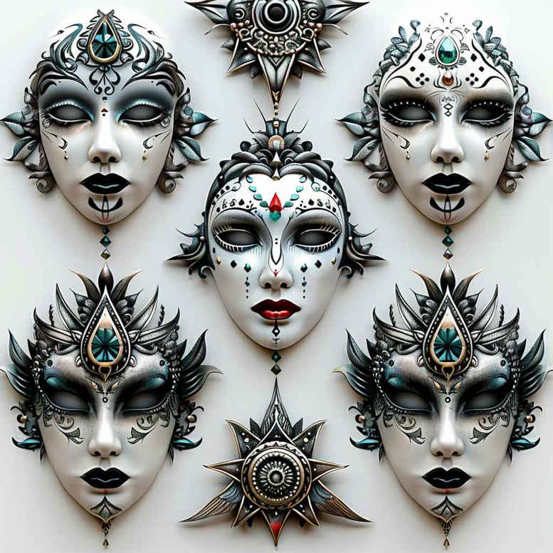 masks tattoo design ideas Realism refined lines fierce shows determination
