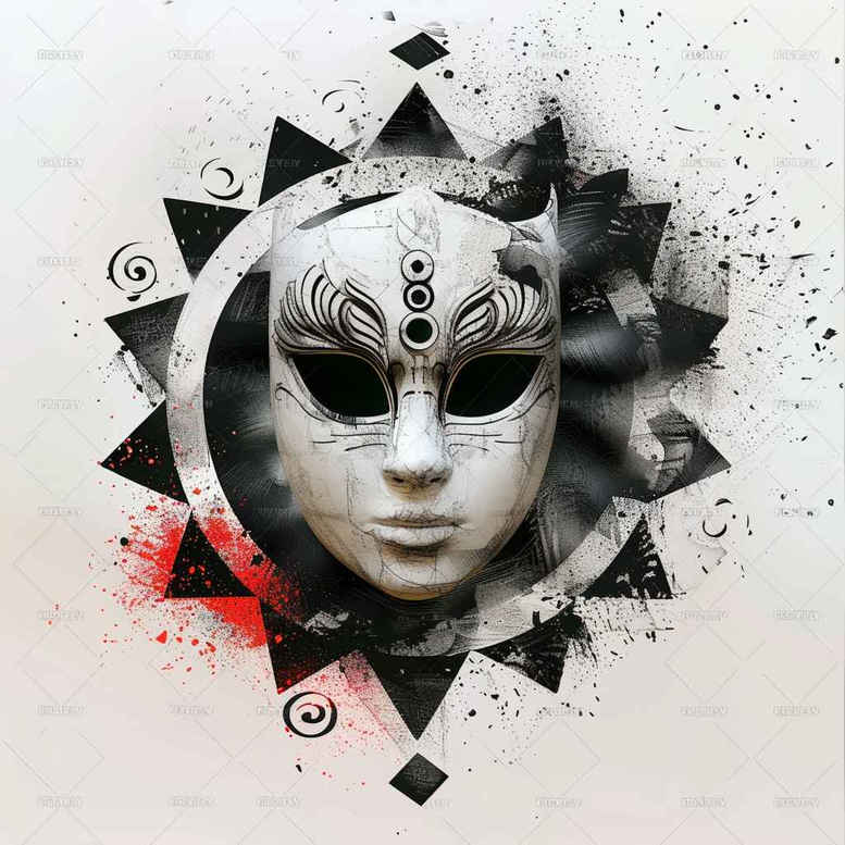 masks tattoo design ideas Surrealism bizarre intricate patterns for elbow