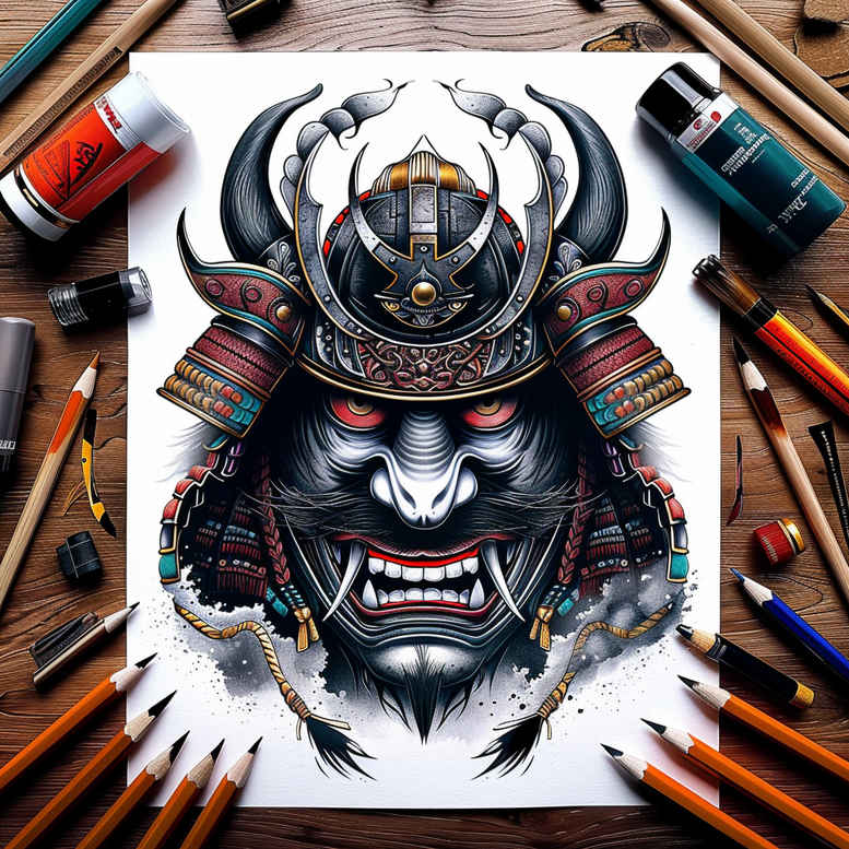 masks tattoo design ideas dreamlike intricate patterns stands for strength