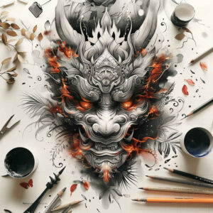 masks tattoo design ideas Realism color precision intricate patterns symbol of perseverance