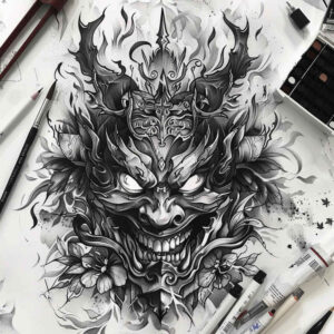 masks tattoo design ideas natural blush layered endurance and power