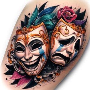 masks tattoo design ideas volume effect mask outline for side