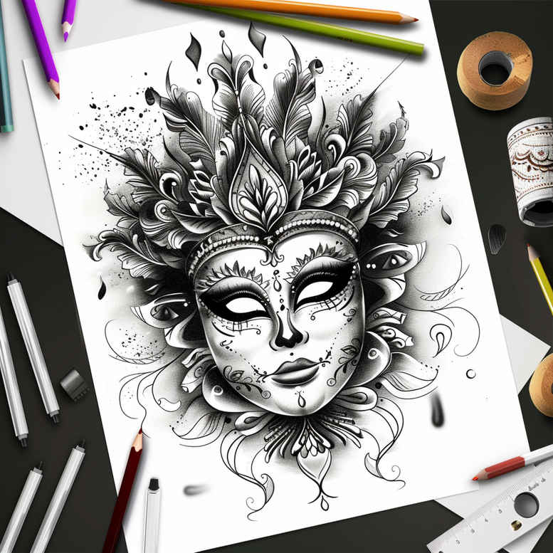 masks tattoo design ideas Surrealism fluid forms mystical for wrist