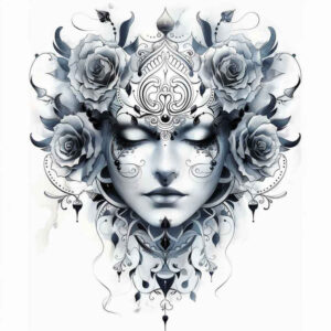 masks tattoo design ideas low-key mythical for ankle