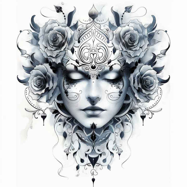 masks tattoo design ideas low-key mythical for ankle