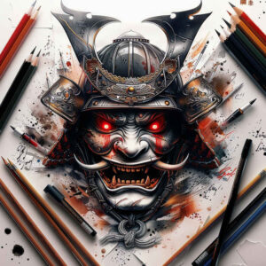 masks tattoo design ideas fluid motion mythical for back of neck