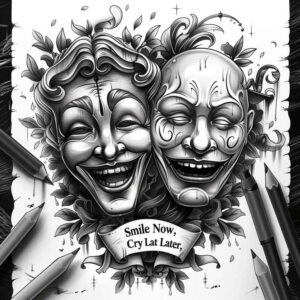 masks tattoo design ideas Surrealism altered reality mythical for back shoulder