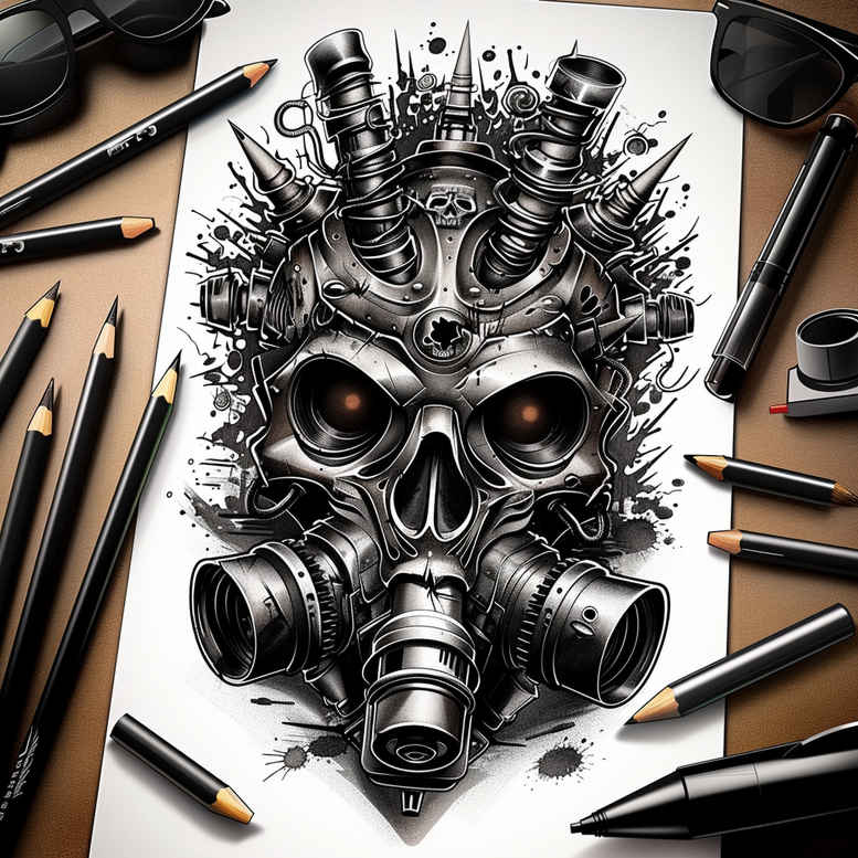 masks tattoo design ideas Realim light and shadow play naturalistic for collarbone