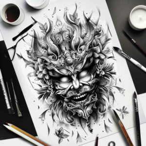 masks tattoo design ideas vivid detail naturalistic meaning endurance