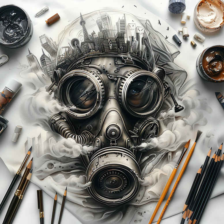masks tattoo design ideas Realism full detail ornamental lines represents courage