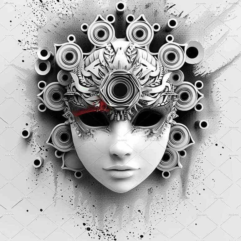 masks tattoo design ideas Surrealism melting forms ornamental meaning determination