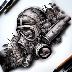masks tattoo design ideas Surrealism altered reality protective for upper shoulder