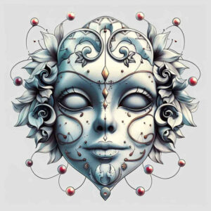 masks tattoo design ideas Realism inner glow ritualistic for knee
