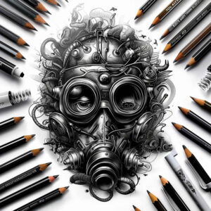 masks tattoo design ideas color blending ritualistic for lower arm