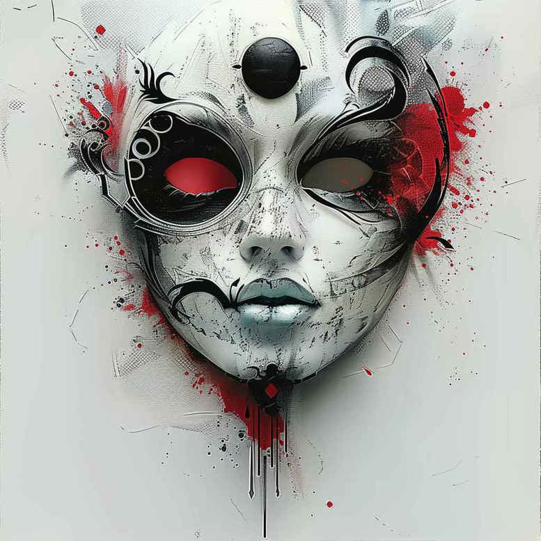 masks tattoo design ideas clean fill spiritual for lower chest