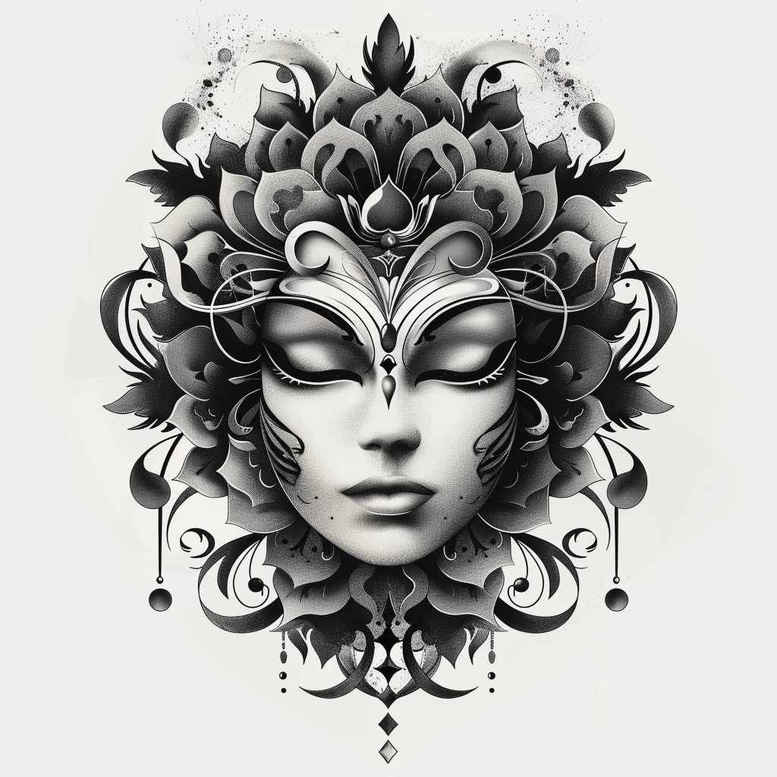 masks tattoo design ideas refined contrast spiritual represents determination