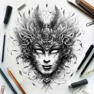 masks tattoo design ideas Realism precise anatomy spiritual symbol of courage