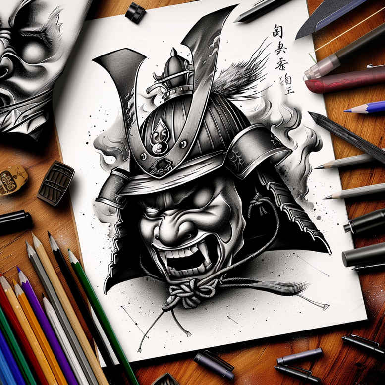 masks tattoo design ideas subtle tone spiritual symbolising determination