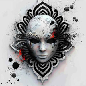 masks tattoo design ideas 3D-rendered symbolic symbol of resilience