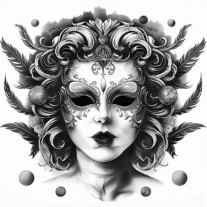 masks tattoo design ideas Realism skin realism theatrical design for nape